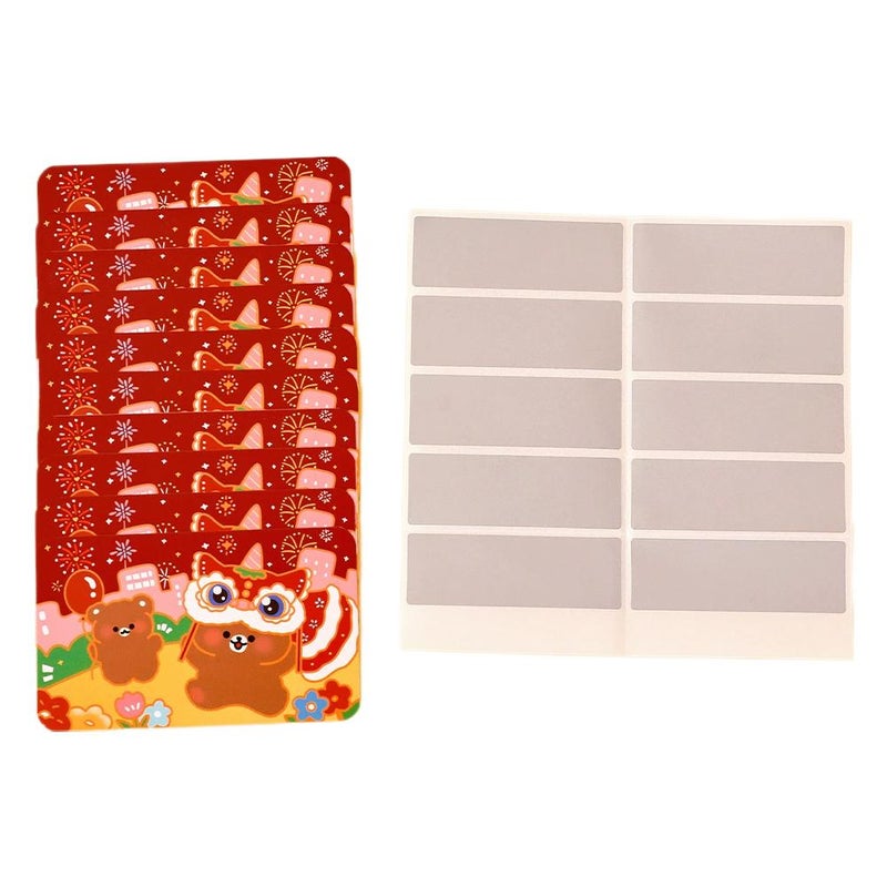 2026 New Year's Wish Scratch Cards, 20pcs, Children's Cartoon Handwritten Scratch Cards, New Year's Eve Game, DIY Gift Scratch Cards